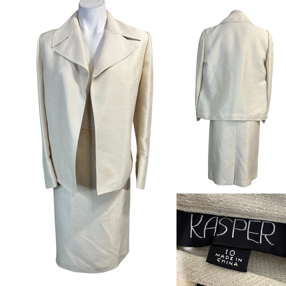 Kasper Cream Blazer & Skirt Set